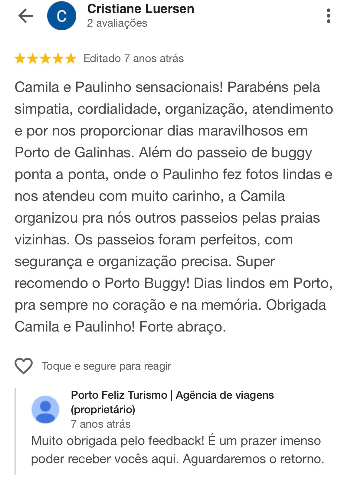 Avaliação real de cliente no Google — 3