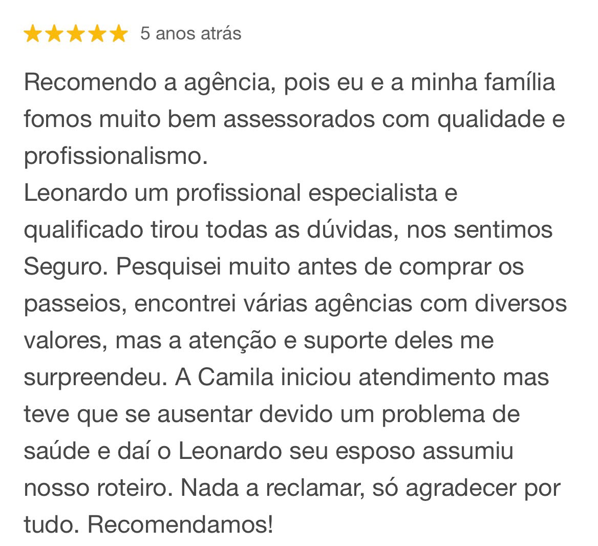 Avaliação real de cliente no Google — 1