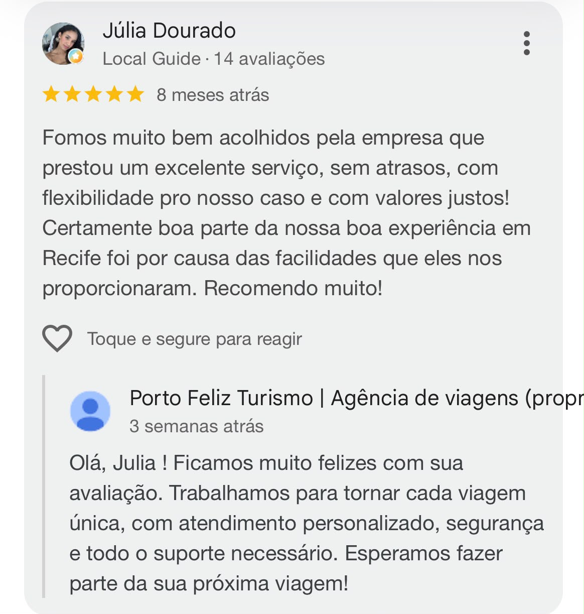 Avaliação real de cliente no Google — 4